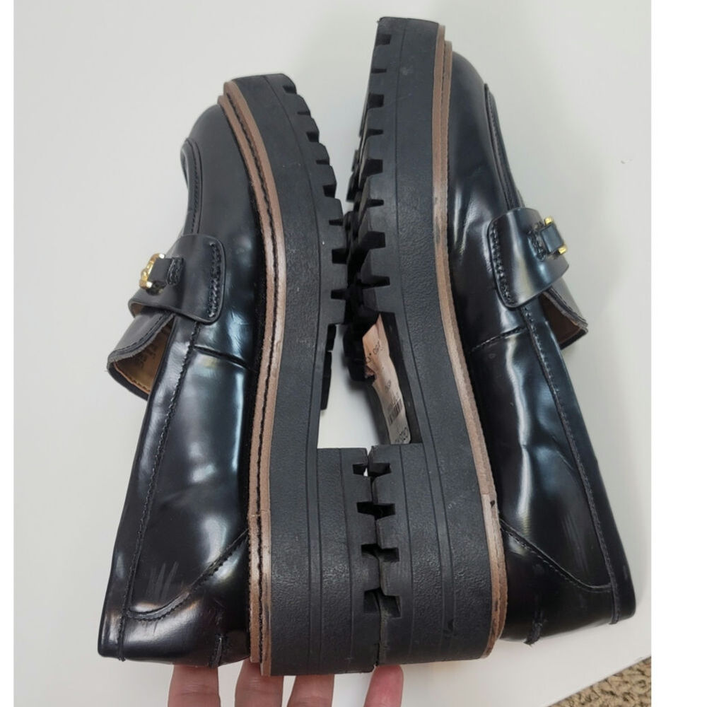 SAM EDELMAN LAURS PLATFORM LOAFERS IN BLACK PATENT LEATHER, SZ 6 - Picture 11 of 16
